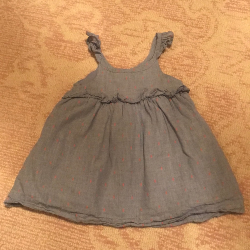 Baby GAP Girl’s Blue Dress with pink dots. 12-18 M